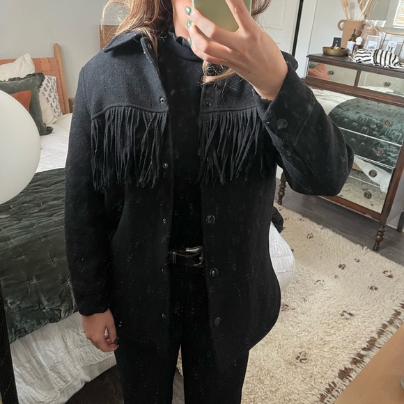 & Other Stories Fringe Black Button Down Jacket - Picture 8 of 11
